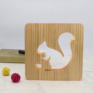 Lámpara de Mesa <span class=keywords><strong>USB</strong></span> DC 5V, Lámpara de Escritorio LED Decorativa, Lámpara de Noche de Madera de Pino Blanco Cálido con Interruptor de Botón - Product Image 4