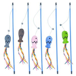 Catnip Fish Exercise Fishing Pole <b>Cat</b> <b>Toy</b> <b>Interactive</b> Pets Stick Fish Feathers Teaser <b>Cats</b> Stick <b>Toys</b> - Product Image 1