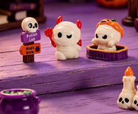 Kit de Scène d'Halloween Effrayante : Figurines Miniatures, Ensemble de Jeu de Potions, Chaudron de Sorcière, Cercueil, Bougie, Jouet Artisanal, Décoration de Fête