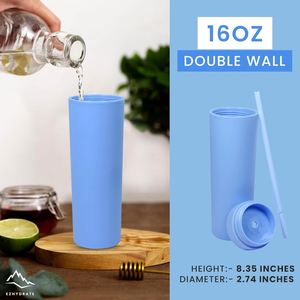 Taza de Viaje Reutilizable de 16oz con Logotipo Personalizado, Doble Pared, para Café, Agua, Fiestas, Regalos, Libre de BPA, con Tapa y Pajita, para el Hogar y Viajes - Product Image 4