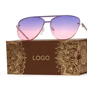 Gafas de sol de diseñador para mujer, marca famosa femeninas de lentes de sol, de lujo, fabricadas en aviación, con logotipo personalizado, 2023