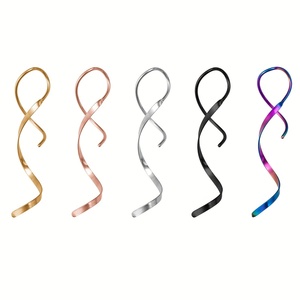 [Ensemble de 2 boucles d'oreilles en acier inoxydable] Boucles d'oreilles torsadées conçues <span class=keywords><strong>pour</strong></span> les femmes, adaptées aux piercings d'oreille, y compris le <span class=keywords><strong>cartilage</strong></span> - Product Image 1