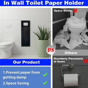 Portarrollos de Papel Higiénico de Acero Inoxidable 304, Portarrollos de Papel Higiénico Empotrado para <span class=keywords><strong>Baño</strong></span> y Cocina con Almacenamiento - Product Image 5