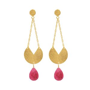 Meilleure qualité 925 boucles d'oreilles en argent Sterling faites à la main en forme de poire rubis pierres précieuses fil d'oreille bijoux fins à la mode de Casa De Plata - Product Image 1