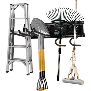 JH-Mech Garage Tool <strong>Storage</strong> <strong>Rack</strong> <strong>System</strong> with 2 S and 2 Long Hooks 17 Inch Wall Mounted Heavy Duty Garden Tool Organizer - Product Image 1