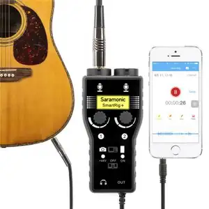 2 saída de fone de ouvido interface de áudio Suppliers-Smartrig + xlr/microfone de 3.5mm, misturador de áudio, preamp e interface de guitarra para dslr câmera, iphone 7 7s 6 ipad ipod xiaomi