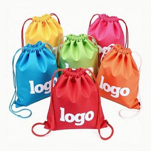 Custom Logo Printed <b>Cheap</b> Polyester Drawstring Gym Sports <b>Backpack</b> Non-Woven Non-Woven Sport Drawstring Bag Shopping Bag - Product Image 1