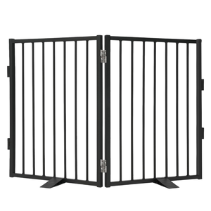 Metal Evcil Hayvan Güvenlik Kapısı 2 Panelli Katlanabilir Ayaklı Köpek Çiti Siyah Toz Boyalı Taşınabilir İç Mekan Bariyeri Koridor ve Merdivenler için - Product Image 1