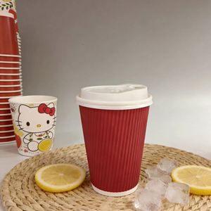 Gobelet à café professionnel en carton ondulé de 12 oz avec couvercle à bec verseur, vaisselle jetable pour emballage alimentaire 8 oz 16 oz - Product Image 1
