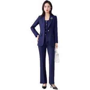 Women's Suit Set Long Sleeve Slim Fit Polyester Winter Casual Suit With Buttons - Product Image 5