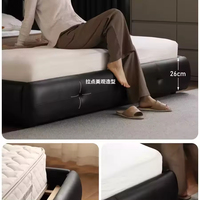 Ensemble de lits King Size confortables en velours noir capitonné en cuir, design moderne de luxe haut de gamme