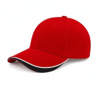 Casquette de baseball vierge avec visière contrastante, bord sandwich, boucle métallique réglable, couleur unie, vente en gros, logo personnalisé
