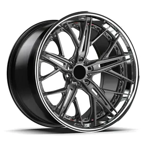 Jantes en alliage forgé 2 pièces Jantes de voiture multirayons noires 5x112 5x120 5x114.3 17 18 20 22 24 26 pouces pour Benz