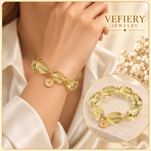 Natural Citrine Irregular Pineapple Cut Beaded Stretch <b>Bracelet</b> with Gold Tone Details <b>for</b> <b>Women</b> Jewelry Wholesale - Product Image 2