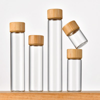 En Stock: Mini Tubos de Vidrio de 5ml, 6ml, 8ml, 10ml, 20ml, 25ml, 30ml, 45ml, 50ml, Frascos de Vidrio Transparente con Tapa de Rosca de Bambú