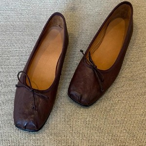 Genuine Leather Square Toe Ballet Flats Black <b>Soft</b> Sole With Bow Women's Slip-On Flat <b>Shoes</b> All Seasons - Product Image 4