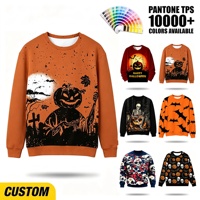 Sweat-shirt à col rond pour homme personnalisé en sublimation gris avec impression intégrale pour Halloween