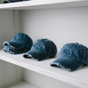 6 لوحات منحنية سادة للجنسين قبعة أبي بيسبول خمر غسل الدينيم المتعثرة - Product Image 3