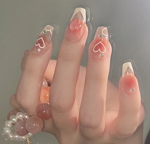 24 Uds cambio de luz <span class=keywords><strong>amor</strong></span> chica rubor puntas de <span class=keywords><strong>uñas</strong></span> usando prensa en las <span class=keywords><strong>uñas</strong></span> <span class=keywords><strong>amor</strong></span> diamantes de imitación <span class=keywords><strong>uñas</strong></span> postizas artificiales - Product Image 1