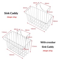 Panier de rangement mural multifonctionnel en acier inoxydable pour évier de cuisine, support de rangement pour chiffons de nettoyage et égouttoir pour bassin