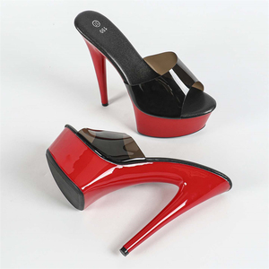 Sandalias de Tacón Alto de Moda para el Verano 2025, Punta Cuadrada, Plantilla de PU, Impermeables, Suela Gruesa, Color Rojo, Ideales para Fiestas y Escenarios - Product Image 3