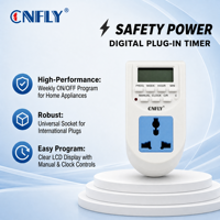 CNFLY Mini Multifunktionaler Automatischer Digitaler Timer-Steckdosen-Schalter für Zuhause 7-Tage Wöchentlich Programmierbar Batteriebetrieben
