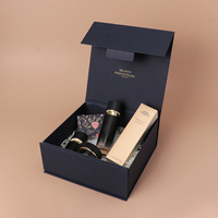 Boîte cadeau en carton rigide avec fermeture magnétique, logo personnalisé, bleu foncé