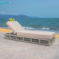 Chaise longue de jardin élégante en corde tressée avec structure en aluminium pour l'extérieur, idéale pour les hôtels et les complexes hôteliers