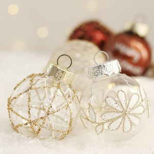 Grand ensemble <span class=keywords><strong>d</strong></span>'ornements de boules suspendues de vacances incassables <span class=keywords><strong>d</strong></span>écorations <span class=keywords><strong>d</strong></span>'arbre de Noël peintes impression UV perlée brodée de paillettes - Product Image 4