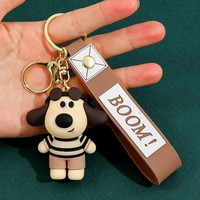 Porte-clés en silicone personnalisé en forme de chien dessin animé, pendentif de sac, figurine décorative pour voiture, unisexe, pour fêtes