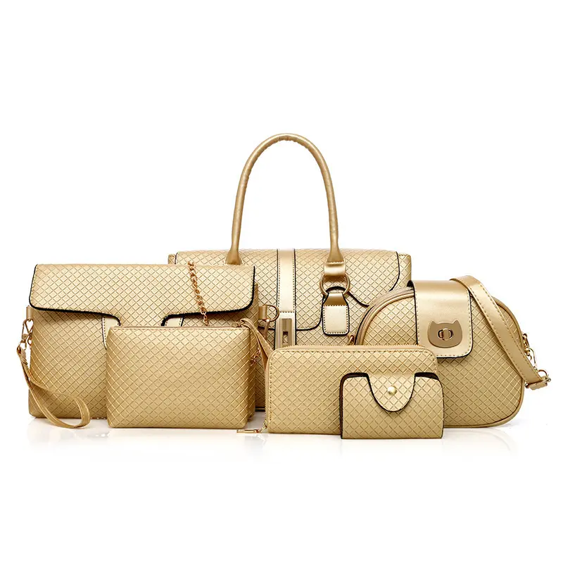 2021 Fashion classic women's handbags set ady hand bag for female pu 6pcs tote hand bag