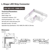 Conector de esquina de tira de LED de 90 grados para 8mm y 10mm 2 pines de un solo color SMD COB tira de iluminación conectores de categoría de producto