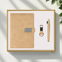 Agenda de bureau en cuir PU A5, carnet de notes à spirales, coffret cadeau d'entreprise avec USB pour événements promotionnels, cadeaux de bureau