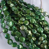Chaîne de perles d'eau douce vert pistache or de 11 à 13 mm en gros pour la fabrication de bijoux