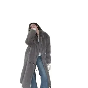 批发新款冬季加厚保暖高品质女式毛绒环保女式皮草大衣
