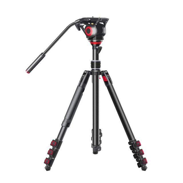 TL MEDIA TP501 Payload 10KGS Professional Carbon Fiber Tripod with 75mm Bowl Flip Lock Fluid Head for Studios