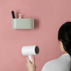 Large Diameter Hair Dryer Holder Waterproof Multi Compartment Wall Mounted Bathroom Storage Pink - Product Image 4