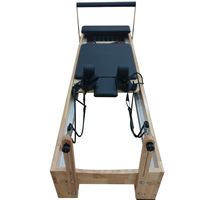 Massives Eichenholz Pilates Reformer Gerät – Kommerzielle Studio-Qualität Yoga Core Trainingsliege mit hochpräzisem Gleitmechanismus, tragbar und verstellbar