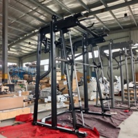 Rack multifonctionnel de musculation pour salle de sport, à charge libre par disques, pour entraînement musculaire complet du corps, machine Smith triangulaire réglable