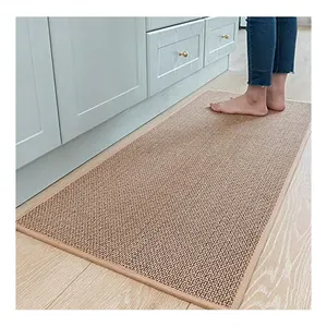 Anti-slip Anti Fatigue Linen Kitchen Mat Floor Carpet Kitchen Runner Rug Mat Set With Rubber Backing