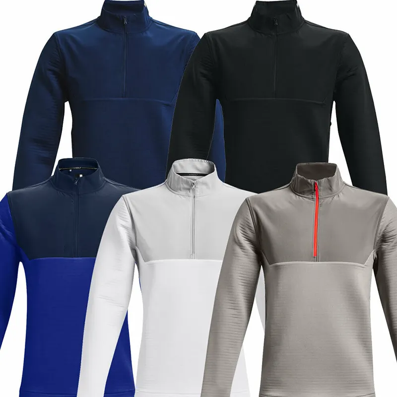 Winter Wholesales Custom Hoodie Fashion Clothing Man Blank Sweatshirts 1/2 Zip Collar Long Sleeve Men's Golf Pullovers