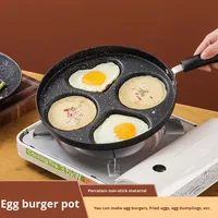 Wajan penggorengan anti lengket empat lubang logam, Modern untuk Sarapan, Burger, telur, Steak, penggunaan rumah tangga