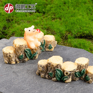 Resin Animal Figurines Tree Stump Bridge <b>Miniature</b> Garden Decor Home Decoration Artistic Craft D1390 - Product Image 2