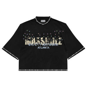 Nextide 100% Cotton Washed Boxy Fit <strong>T</strong>-<strong>Shirt</strong> <strong>Rhinestone</strong> Embroidery Heavyweight Tee Streetwear <strong>Custom</strong> Men's Streetwear <strong>T</strong> <strong>Shirt</strong> - Product Image 2