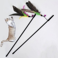 Jouets de luxe pour animaux de compagnie bâton interactif pour chat canne à pêche jeu baguette plume bâton jouet avec cloche coloré chat Teaser jouet