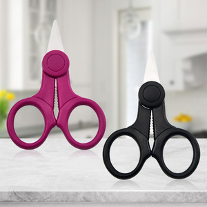 Tijeras de cerámica dentadas de 4 pulgadas, tamaño pequeño, para uso doméstico, cocina infantil, tijeras para alimentos, carne, verduras, fideos, etc. - Product Image 3