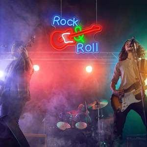 Letrero de neón de guitarra <span class=keywords><strong>Rock</strong></span> <span class=keywords><strong>and</strong></span> <span class=keywords><strong>Roll</strong></span>, letreros de neón para decoración de pared, luz de neón <span class=keywords><strong>LED</strong></span> de decoración de guitarra para sala de música luces de neón personalizadas - Product Image 6