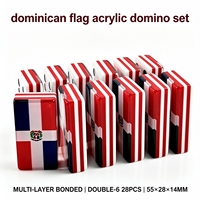 Jeu de dominos en acrylique personnalisé avec drapeau de la République dominicaine, double 6, 28 pièces, multicouche, 55x28x14mm, jeu de société, vente en gros d'usine