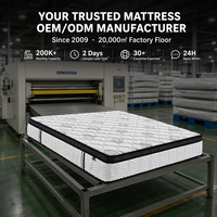 Matelas hybride épais 32 cm à ressorts ensachés et mousse, emballé sous vide en boîte, pour hôtels canadiens, chambres à louer, appartements, vente en gros, OEM