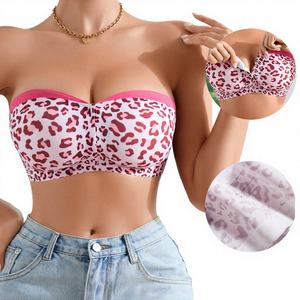 Sujetador sin aros con estampado de leopardo, transpirable, de una pieza, push-up, sin costuras, de seda helada, antideslizante, con cierre frontal, copa S, sin espalda - Product Image 4